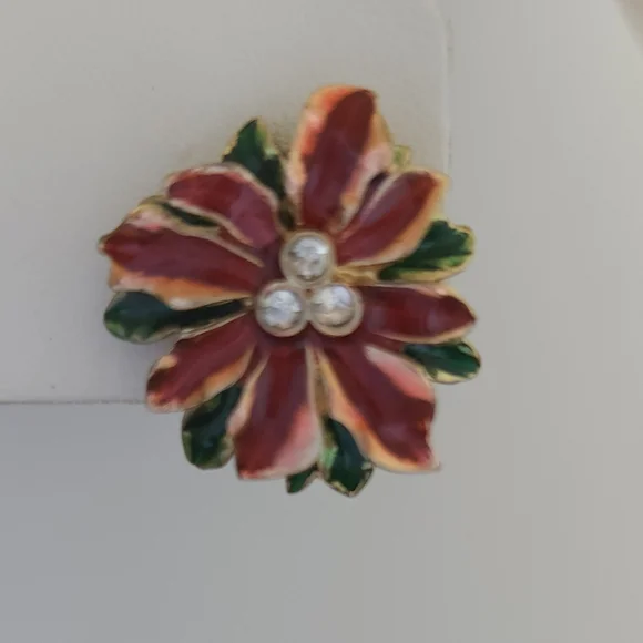Christmas Poinsettia earrings - Picture 2 of 2